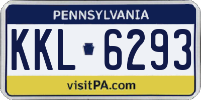 PA license plate KKL6293