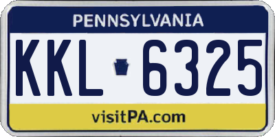 PA license plate KKL6325