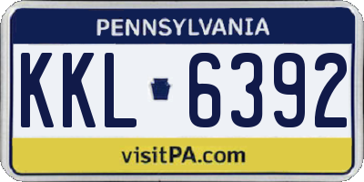 PA license plate KKL6392