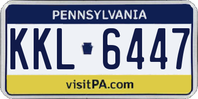 PA license plate KKL6447