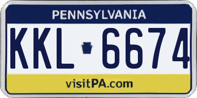 PA license plate KKL6674