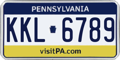 PA license plate KKL6789