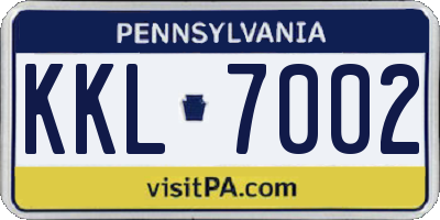 PA license plate KKL7002