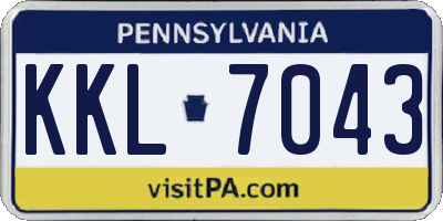 PA license plate KKL7043