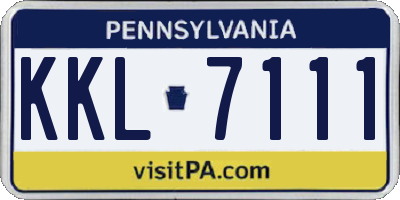 PA license plate KKL7111