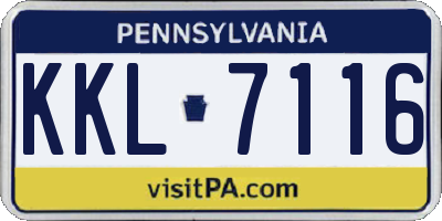 PA license plate KKL7116