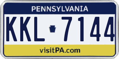 PA license plate KKL7144