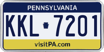 PA license plate KKL7201
