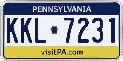 PA license plate KKL7231