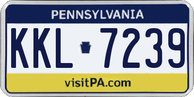 PA license plate KKL7239
