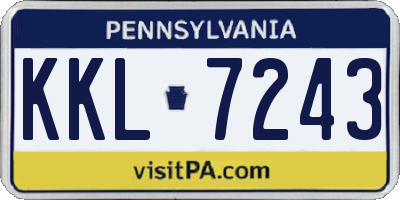 PA license plate KKL7243
