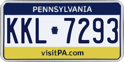 PA license plate KKL7293