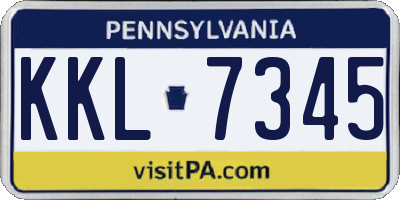 PA license plate KKL7345