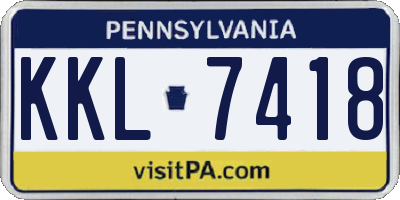 PA license plate KKL7418