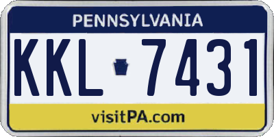 PA license plate KKL7431