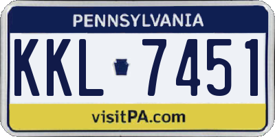 PA license plate KKL7451