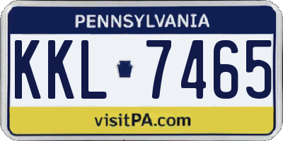 PA license plate KKL7465