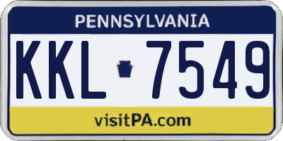 PA license plate KKL7549