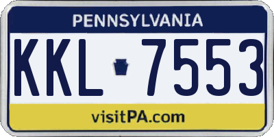 PA license plate KKL7553
