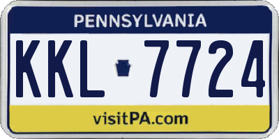 PA license plate KKL7724