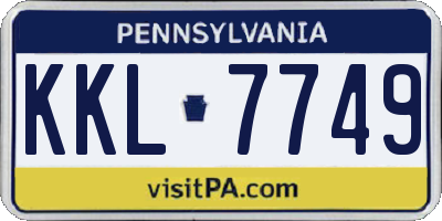 PA license plate KKL7749