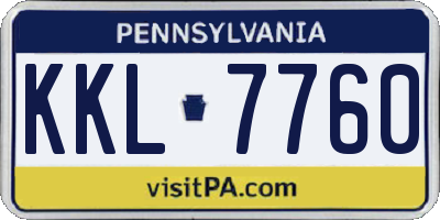 PA license plate KKL7760