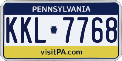 PA license plate KKL7768