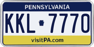 PA license plate KKL7770