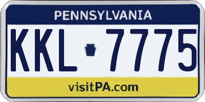 PA license plate KKL7775
