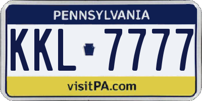 PA license plate KKL7777