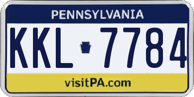 PA license plate KKL7784