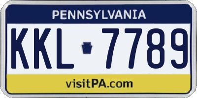 PA license plate KKL7789