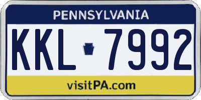 PA license plate KKL7992