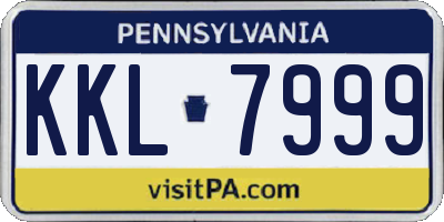 PA license plate KKL7999