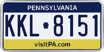 PA license plate KKL8151
