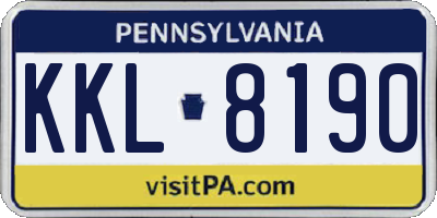 PA license plate KKL8190