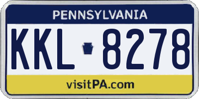 PA license plate KKL8278