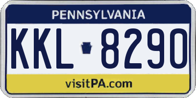PA license plate KKL8290