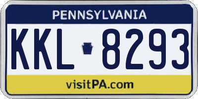 PA license plate KKL8293