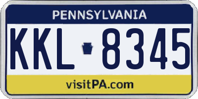 PA license plate KKL8345