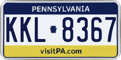 PA license plate KKL8367