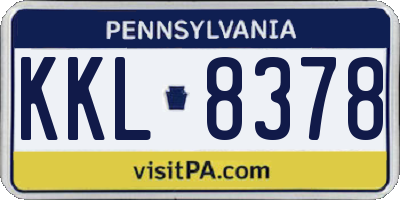 PA license plate KKL8378