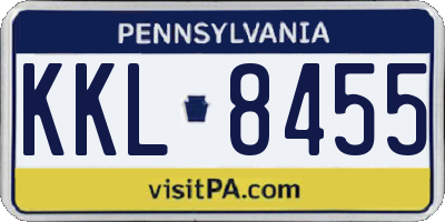 PA license plate KKL8455