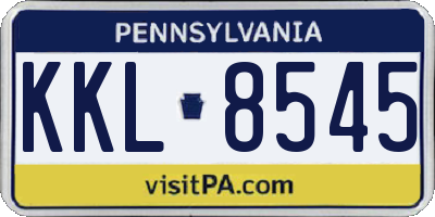 PA license plate KKL8545