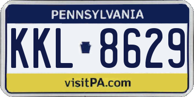 PA license plate KKL8629