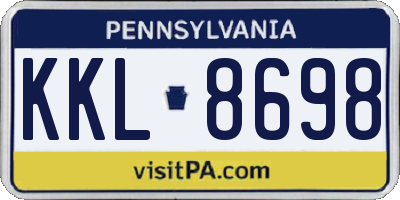 PA license plate KKL8698