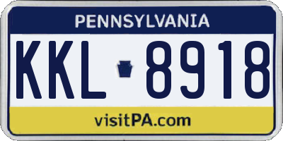 PA license plate KKL8918
