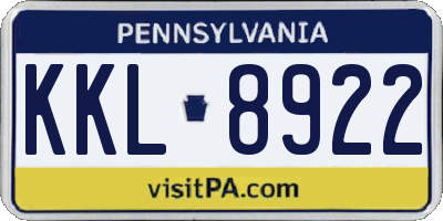 PA license plate KKL8922
