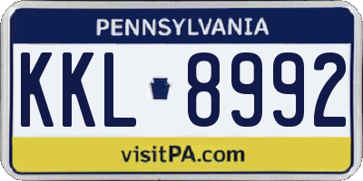 PA license plate KKL8992