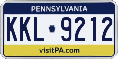 PA license plate KKL9212